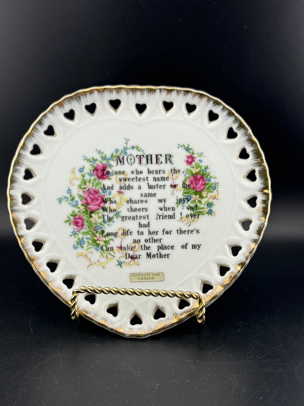 Vintage Decorative "Mother" Souvenir Plate